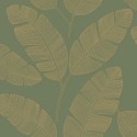 Caselio|Papier peint grandes feuilles de bananier vert kaki|Papier Peint