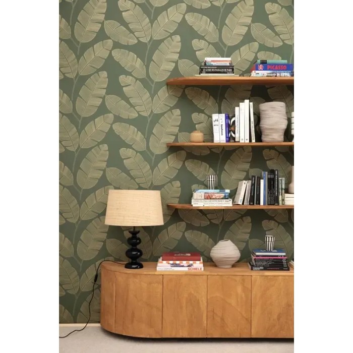 Caselio|Khaki Grüne große Bananenblätter Tapete|Tapeten