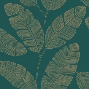 Casadeco|Emerald green muslin fabric wallpaper|Green