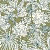 Caselio|Papel pintado plantas exóticas hawaianas verde caqui|Tropical