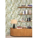 Caselio|Papel pintado estampado hojas estilo floral verde musgo|Papel Pintado
