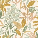 Caselio|Green and orange floral wallpaper|Wallpaper