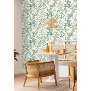 Papeldecor|Papel pintado floral estilo étnico moderno tonos azul y marrón|Papel Pintado 2