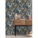 Caselio|Papier peint floral noir fleurs luxuriantes|Papier Peint