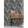 Caselio|Papier peint floral noir fleurs luxuriantes|Papier Peint