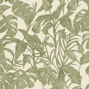 Caselio|Green and blue monstera leaf wallpaper|Wallpaper