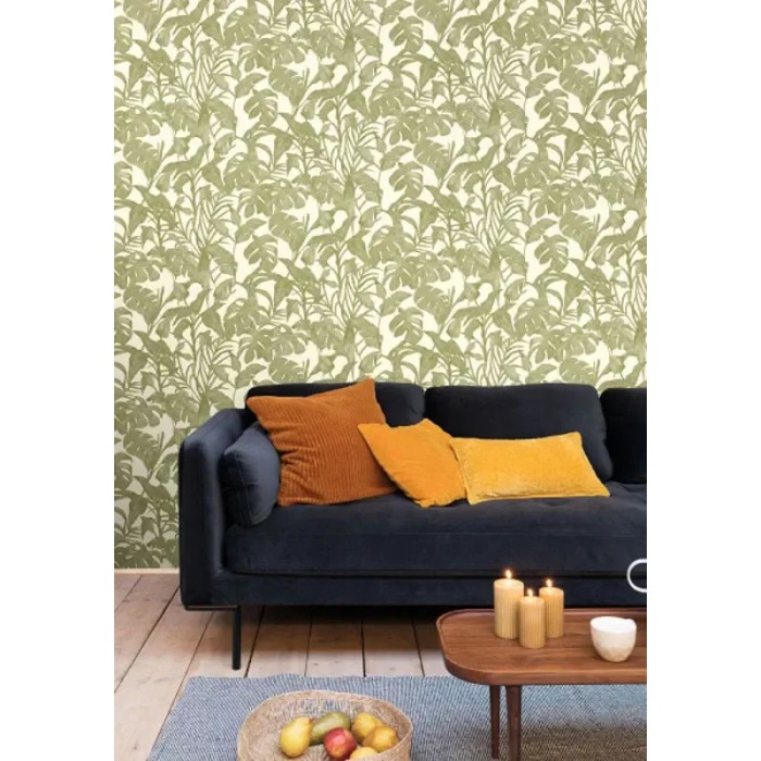 Papel pintado estampado tropical, hojas de monstera - Caselio Green & Co 103871758