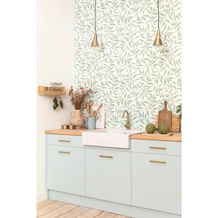 Caselio|Papier peint cuisine branches d’eucalyptus|Papier Peint