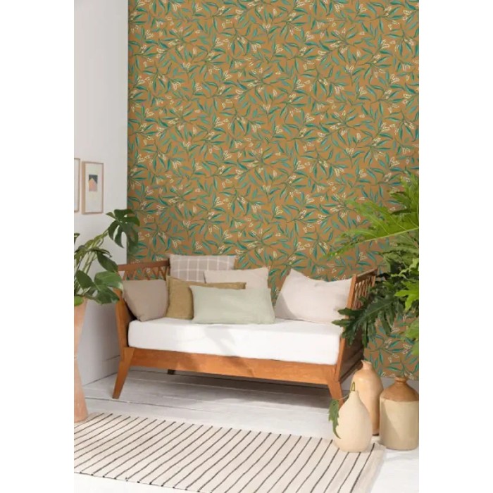 Caselio|Grüne Eukalyptus Blätter Tapete floral|Tapeten