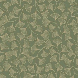 Casadeco|Oriental wallpaper with green pond water lilies|Japanese Flowers