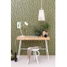 Caselio|Japanese floral wallpaper with khaki green ginkgo leaves|Wallpaper