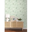 Caselio|Papier peint plantes exotiques et toucans vert et blanc|Papier Peint