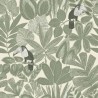Caselio|Khaki grün Tapete mit Tukane und tropischen Pflanzen|Tapeten