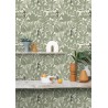 Caselio|Papier peint plantes et toucans tropicaux vert kaki|Papier Peint