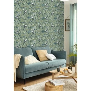 Caselio|Green and white exotic plants and toucans wallpaper|Wallpaper 2