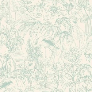 Casamance|Papier peint fleurs superposées vert et nacré|Papier Peint
