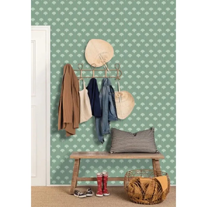 Caselio|Art Deco geometric wallpaper turquoise and gold|Art Deco