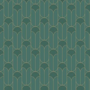 Caselio|Moderne blau-goldene Metallic-Tapete|Art Deco