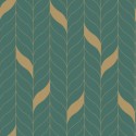 Caselio|Minimalist green and gold vine leaf wallpaper|Wallpaper