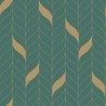Caselio|Minimalistische Tapete mit grünen und goldenen Rankenblättern|Tapeten