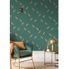 Caselio|Minimalist green and gold vine leaf wallpaper|Wallpaper