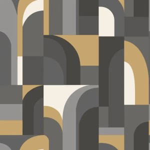 Marburg|Moderne graue und metallisch goldene Blumen-Tapete|Modern