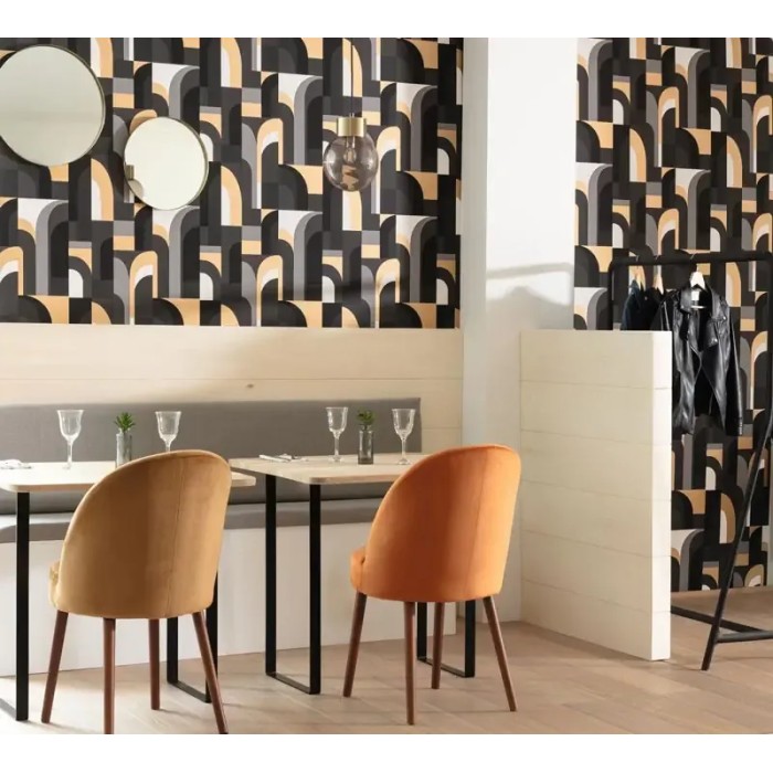 Caselio|Moderne Tapete schwarz geometrisch abstrakt|Art Deco