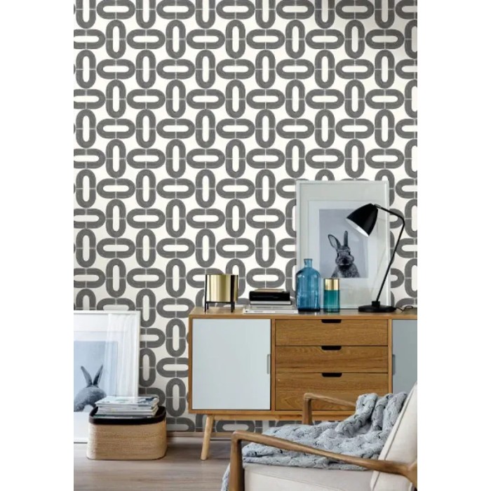 Caselio|Retro oval circles wallpaper black and white|Circles