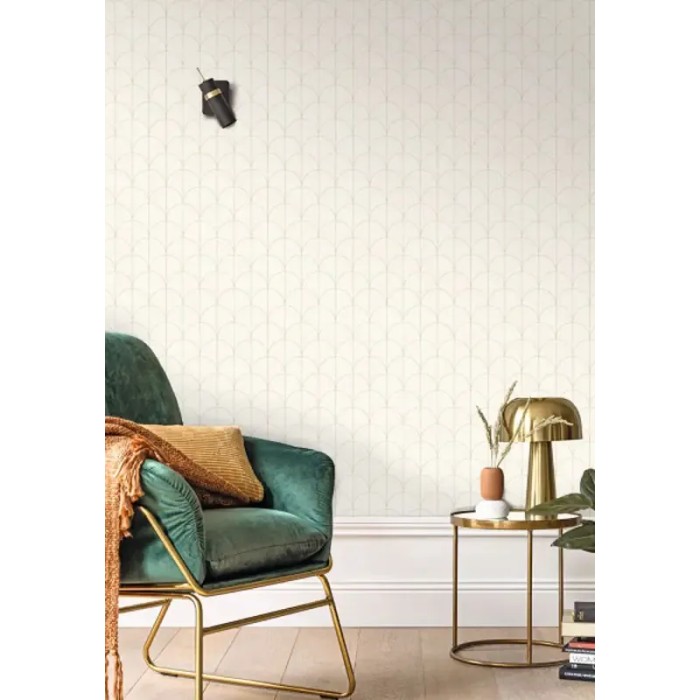 Caselio|Papel pintado estilo art decó blanco y dorado|Art Deco