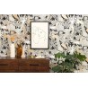Caselio|Tropical wallpaper with exotic plants and birds black and gold|Modern