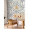 Caselio|Exotic plants and tropical birds wallpaper white and gold|Modern