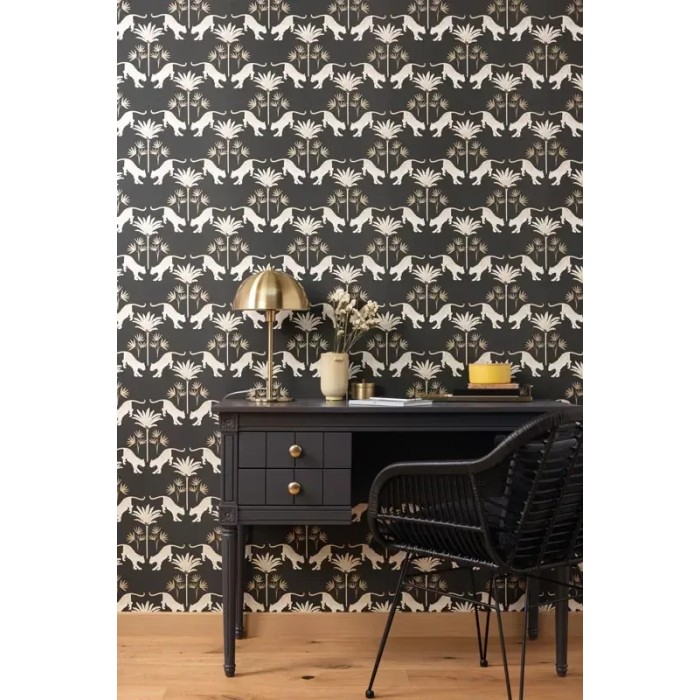 Caselio|Tapete Jaguar und Palmen im Art Déco Stil|Art Deco