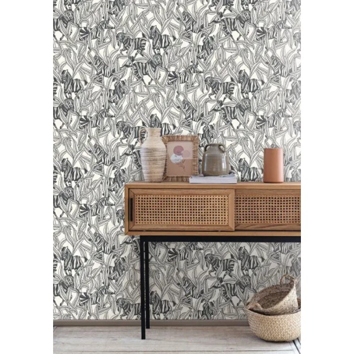 Caselio|Ethnic African zebra wallpaper black and white|Ethnic