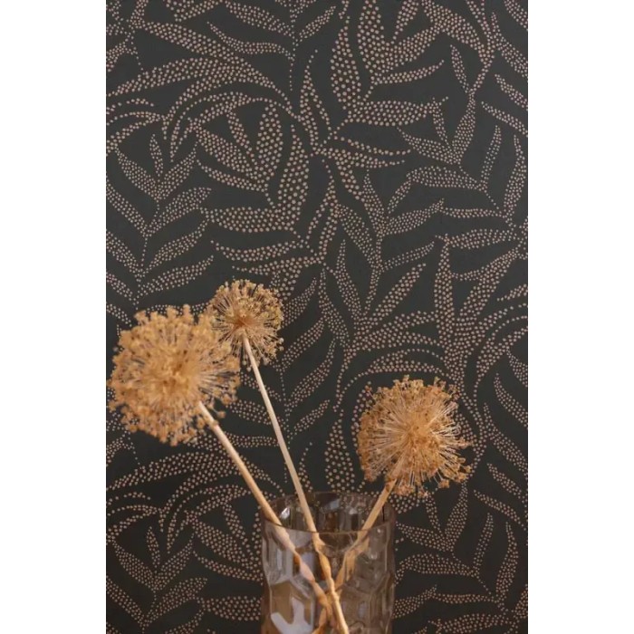 Caselio|Modern floral wallpaper black and copper|Modern