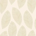 Caselio|Papel pintado hojas grandes blanco y dorado|Minimalista