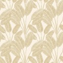 Caselio|Banana leaves wallpaper white and gold|Wallpaper