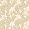 Caselio|Papier peint feuilles de bananier blanc et or|Papier Peint