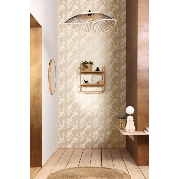 Caselio|Banana leaves wallpaper white and gold|Wallpaper