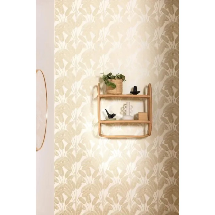 Caselio|Banana leaves wallpaper white and gold|Wallpaper