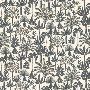Caselio|Papier peint floral magnolias noir et blanc|Papier Peint