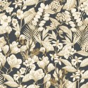 Caselio|Papier peint fleurs sauvages noir|Papier Peint