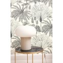 Papel pintado grabados de palmeral tropical blanco y dorado - Caselio Moonlight 2 104330233