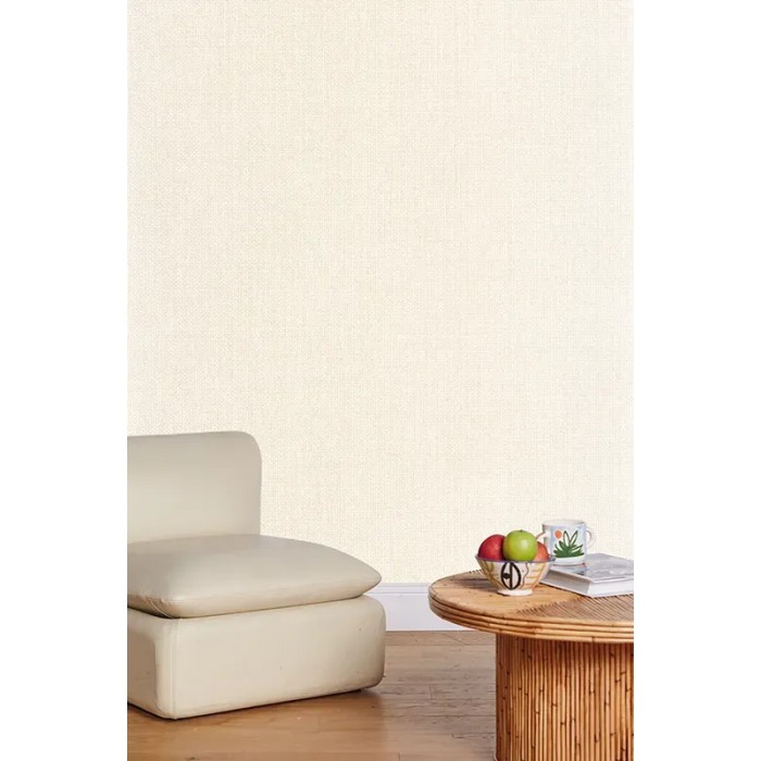 Caselio|Beige-elfenbeinfarbene Imitat-Textiltapete|Tapeten