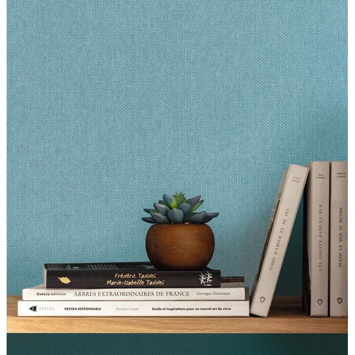Caselio|Blue textile wallpaper|Wallpaper