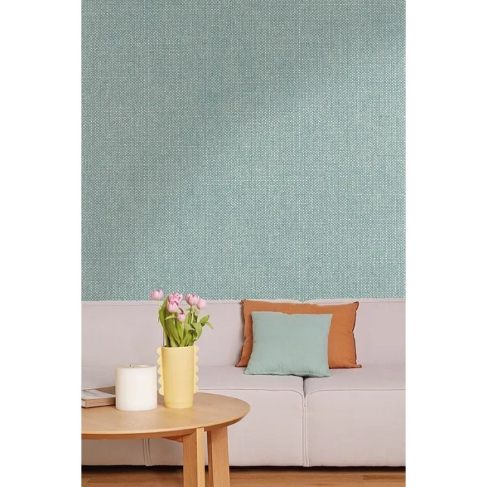 Caselio|Papel pintado azul con aspecto textil|Imitacion Rafia