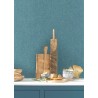 Caselio|Blue fabric effect wallpaper|Wallpaper