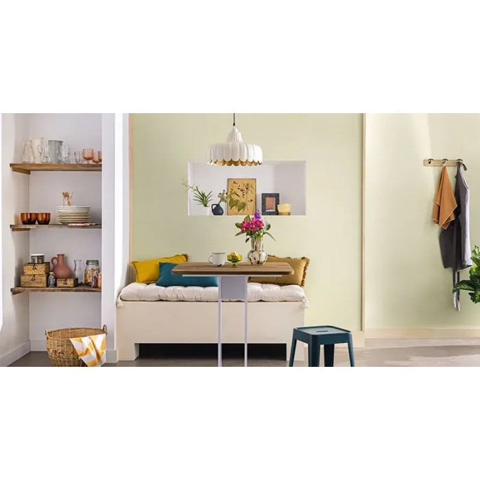 Caselio|Lichen green imitation textile wallpaper|Wallpaper