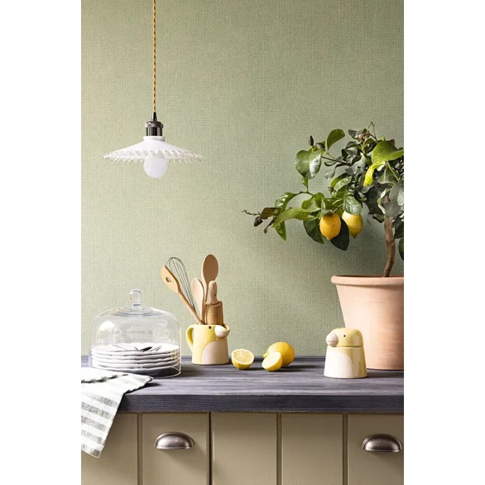 Caselio|Papier peint imitation textile vert citron|Papier Peint