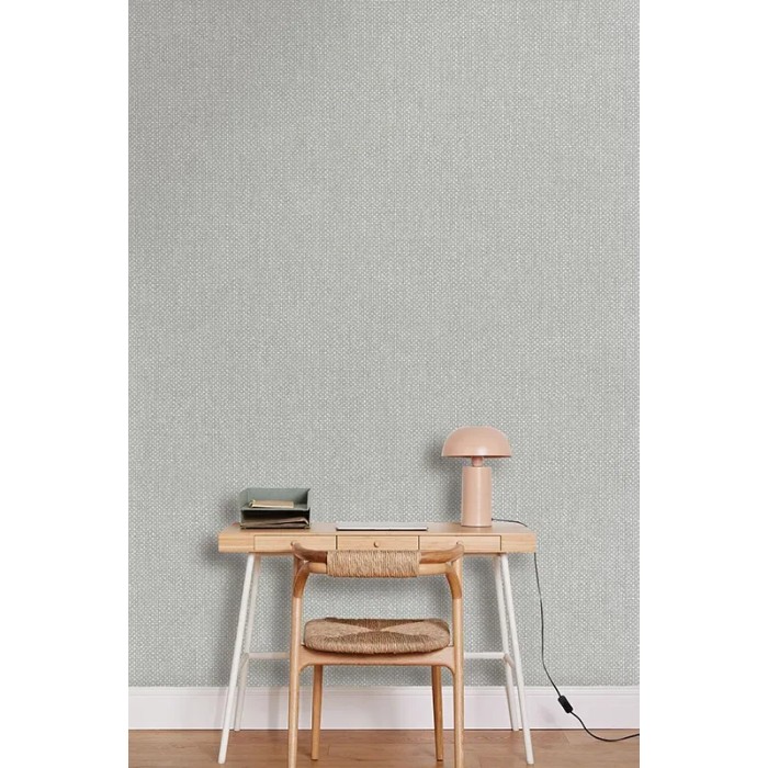 Caselio|Grey fabric effect wallpaper|Raffia Imitation