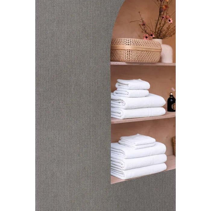 Caselio|Stone grey imitation textile wallpaper|Raffia Imitation